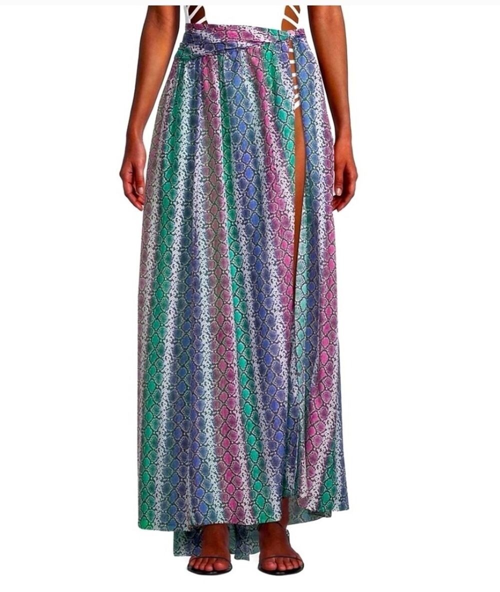 Nwt Caroline Constas Hera Multi Snake Print Silk Blend Cover up Skirt Size Small